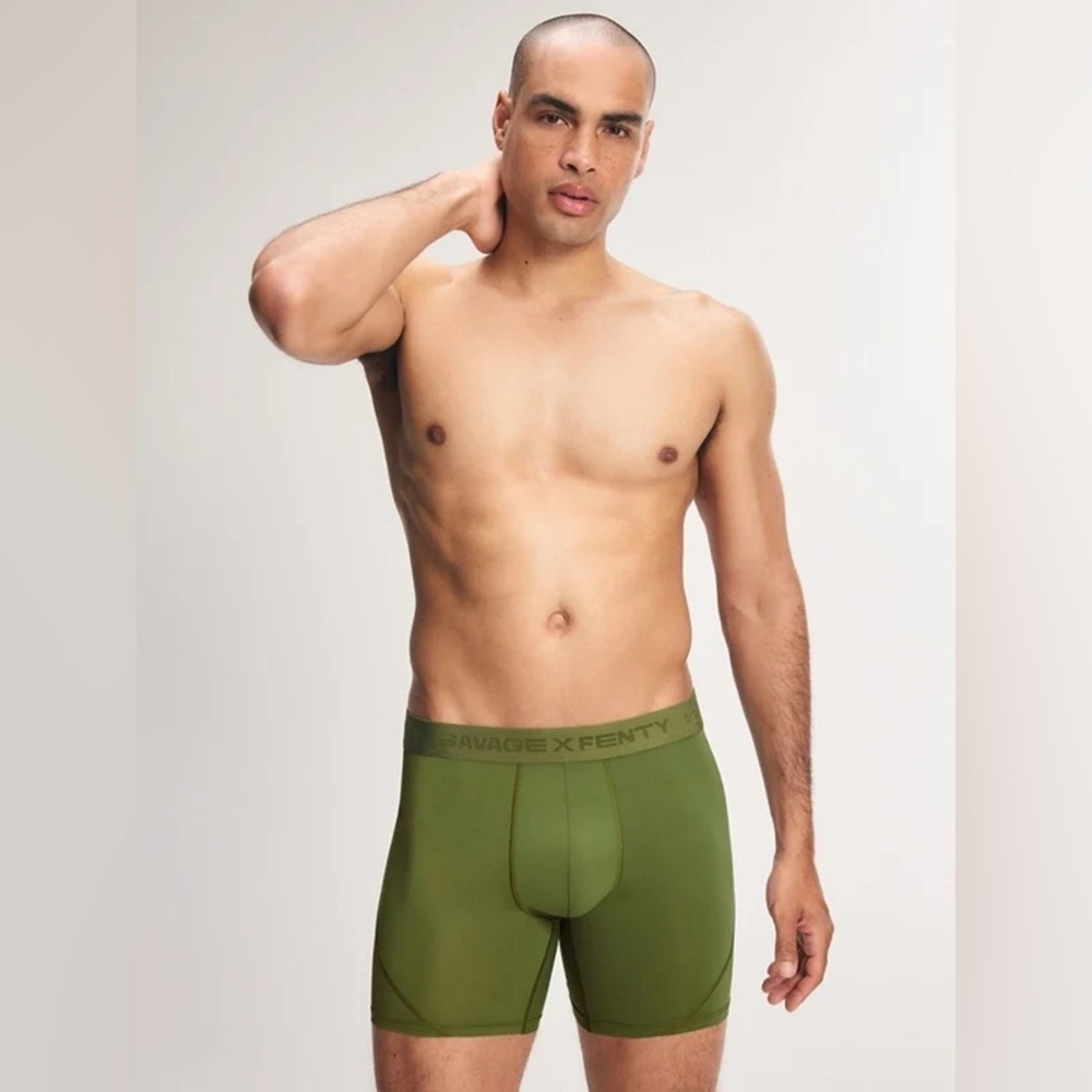 NWT Savage X Fenty SHADOW FIT BOXER BRIEFS GREEN SCENE E6